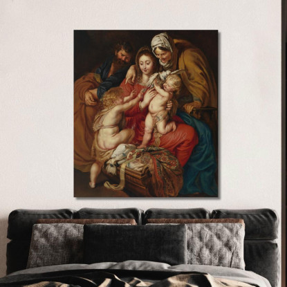 La Sacra Famiglia Con Santa Elisabetta San Giovanni E Una Colomba Peter Paul Rubens ppr250 quadro stampato su tela