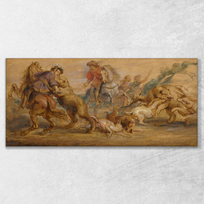 Studio Per La Caccia All'Orso Per L'Alcázar Di Madrid Peter Paul Rubens ppr326 quadro stampato su tela