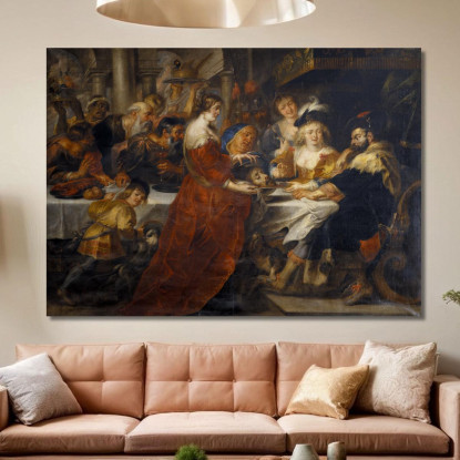 Das Fest Des Herodes. Salome Bringt Den Kopf Johannes Des Täufers Auf Einer Platte Peter Paul Rubens drucken auf leinwand