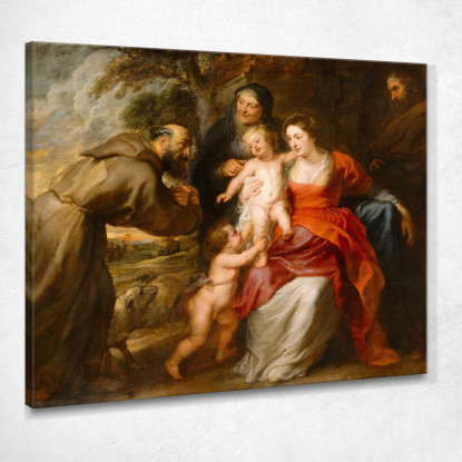 La Sacra Famiglia Con I Santi Francesco E Anna E Il Bambino San Giovanni Battista Peter Paul Rubens quadro stampato su tela