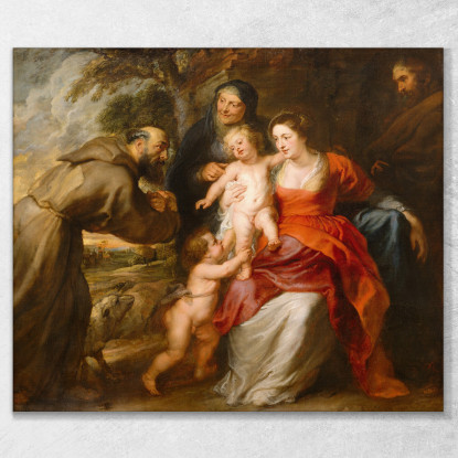 Die Heilige Familie Mit Den Heiligen Franziskus Und Anna Und Dem Johannesknaben Peter Paul Rubens drucken auf leinwand