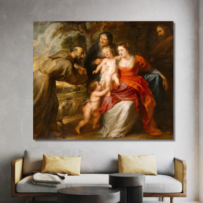 Die Heilige Familie Mit Den Heiligen Franziskus Und Anna Und Dem Johannesknaben Peter Paul Rubens drucken auf leinwand