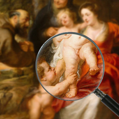 Die Heilige Familie Mit Den Heiligen Franziskus Und Anna Und Dem Johannesknaben Peter Paul Rubens drucken auf leinwand