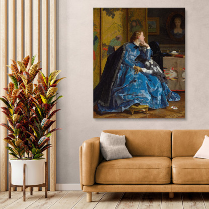 Una Duchessa Il Vestito Blu Alfred Stevens stal2 quadro stampato su tela