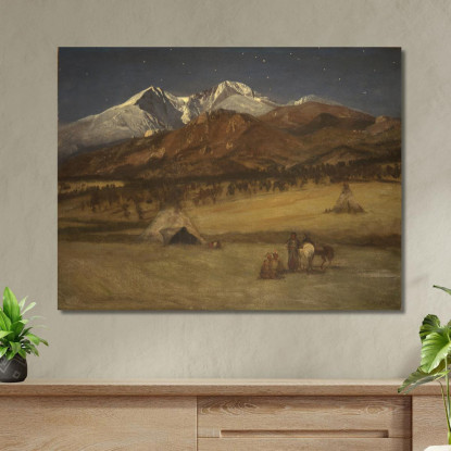 Serata Nell'Accampamento Indiano Albert Bierstadt abr35 quadro stampato su tela
