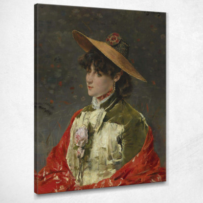 Donna Con Un Cappello Di Paglia Alfred Stevens stal28 quadro stampato su tela