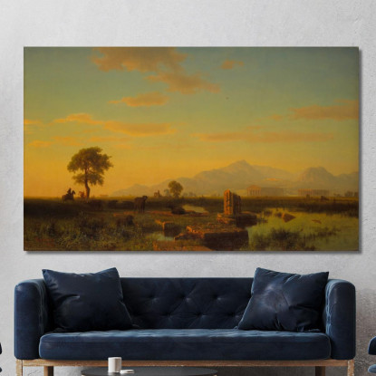 Rovine Di Paestum Albert Bierstadt abr85 quadro stampato su tela