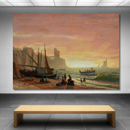La Flotta Da Pesca Albert Bierstadt abr106 quadro stampato su tela