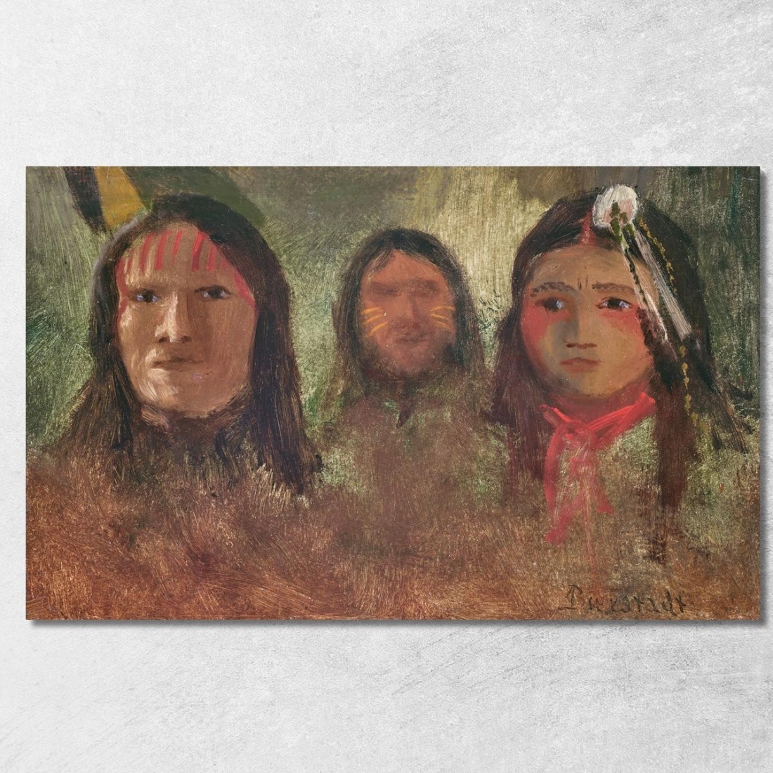 Tre Indiani Albert Bierstadt abr115 quadro stampato su tela