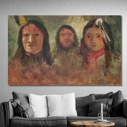Tre Indiani Albert Bierstadt abr115 quadro stampato su tela