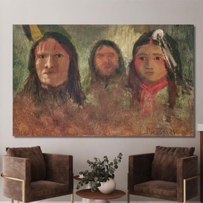 Tre Indiani Albert Bierstadt abr115 quadro stampato su tela
