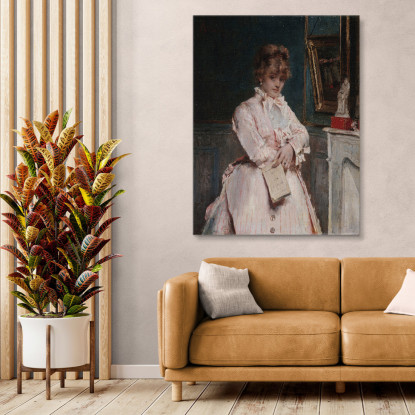 Giovane Donna Che Tiene Un Libro Alfred Stevens stal36 quadro stampato su tela