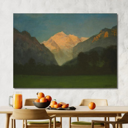 Vista Del Glacier Park O Tramonto Sul Picco Albert Bierstadt abr127 quadro stampato su tela