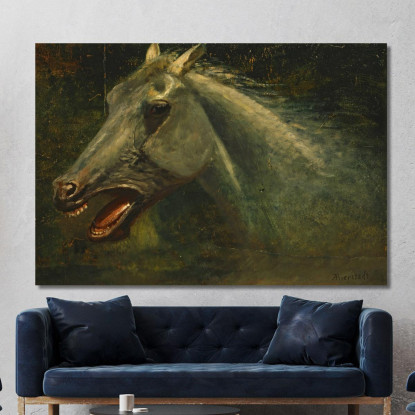 A Wild Stallion Uno Schizzo Ad Olio Originale Per The Last Of The Buffalo Albert Bierstadt abr141 quadro stampato su tela