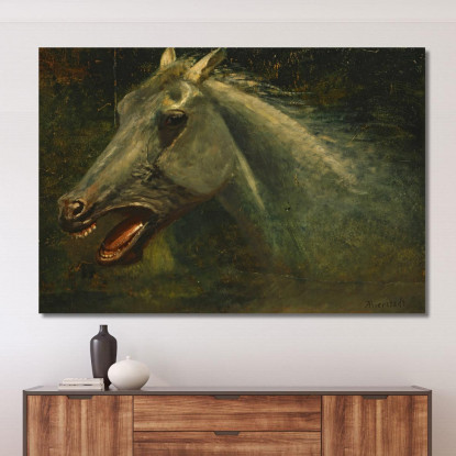 A Wild Stallion Uno Schizzo Ad Olio Originale Per The Last Of The Buffalo Albert Bierstadt abr141 quadro stampato su tela