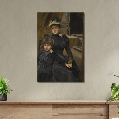 Fru Weguelin Med Son La Signora Weguelin E Suo Figlio Anders Zorn azn22 quadro stampato su tela