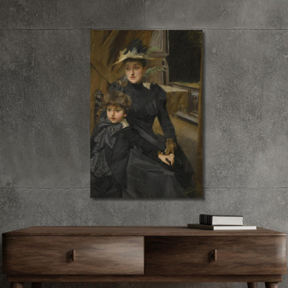 Fru Weguelin Med Son La Signora Weguelin E Suo Figlio Anders Zorn azn22 quadro stampato su tela