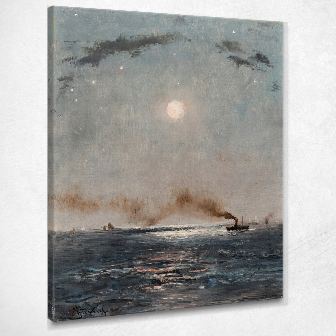 Marina Notturna Alfred Stevens stal59 quadro stampato su tela