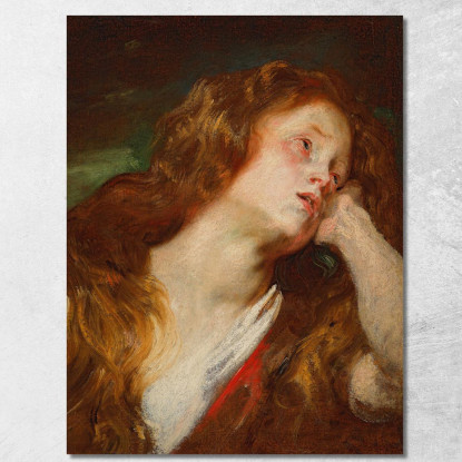 Giovane Donna Con Il Capo Appoggiato Probabilmente La Maddalena Penitente Anthony van Dyck avd7 quadro stampato su tela