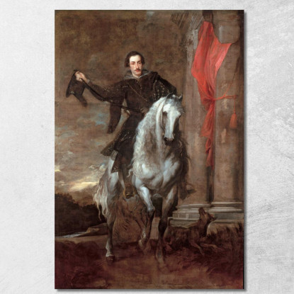 Anton Giulio Brignole-Sale On Horseback Anthony van Dyck avd10 quadro stampato su tela