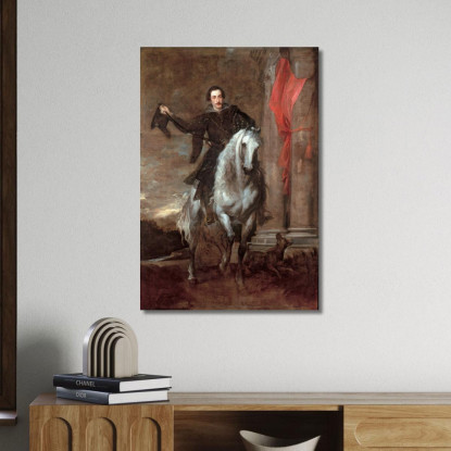 Anton Giulio Brignole-Sale On Horseback Anthony van Dyck avd10 quadro stampato su tela