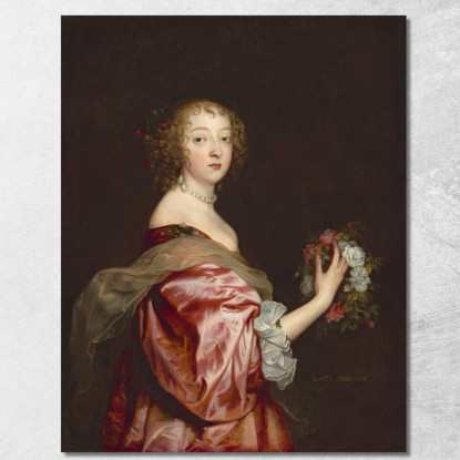 Catherine Howard Lady D'Aubigny Anthony van Dyck avd12 quadro stampato su tela