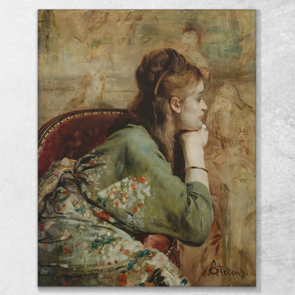 Meditazione Alfred Stevens stal61 quadro stampato su tela