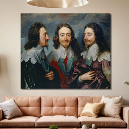 Carlo I Anthony van Dyck avd15 quadro stampato su tela