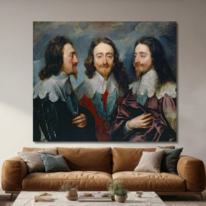 Carlo I Anthony van Dyck avd15 quadro stampato su tela