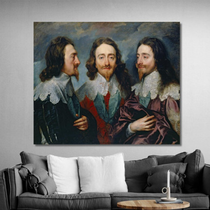 Carlo I Anthony van Dyck avd15 quadro stampato su tela