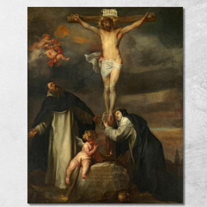 Cristo In Croce Con Santa Caterina Da Siena San Domenico E Un Angelo Anthony van Dyck avd20 quadro stampato su tela