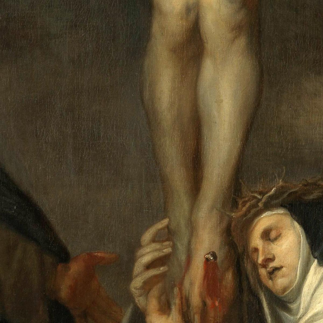 Christ On The Cross With Saint Catherine Of Siena Saint Dominic And An ...