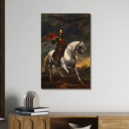 Ritratto Equestre Dell'Imperatore Carlo V Anthony van Dyck avd25 quadro stampato su tela