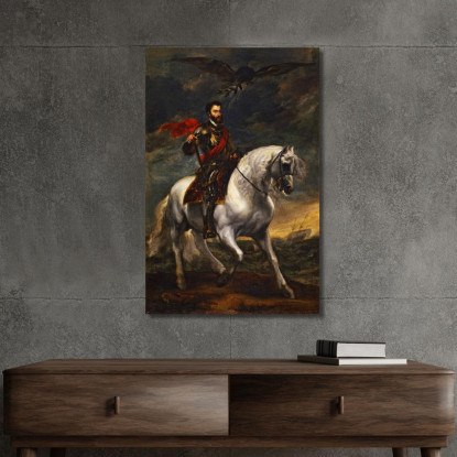 Ritratto Equestre Dell'Imperatore Carlo V Anthony van Dyck avd25 quadro stampato su tela