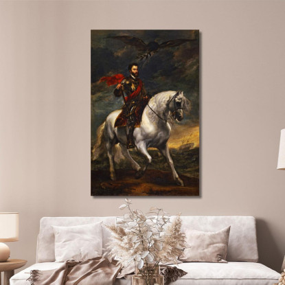 Ritratto Equestre Dell'Imperatore Carlo V Anthony van Dyck avd25 quadro stampato su tela