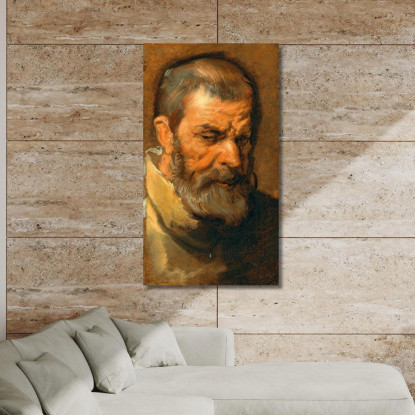 Testa Di Un Uomo Barbuto Anthony van Dyck avd30 quadro stampato su tela