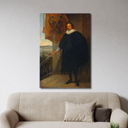 Ritratto Di Un Nobile Forse Adriaan Van Der Borcht Anthony van Dyck avd69 quadro stampato su tela