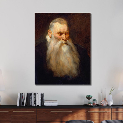 Testa Di Studio Di Un Vecchio Con La Barba Bianca Anthony van Dyck avd106 quadro stampato su tela