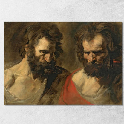 Due Studi Di Un Uomo Barbuto Anthony van Dyck avd132 quadro stampato su tela