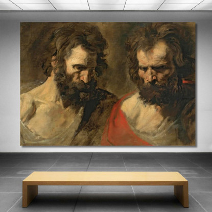 Due Studi Di Un Uomo Barbuto Anthony van Dyck avd132 quadro stampato su tela