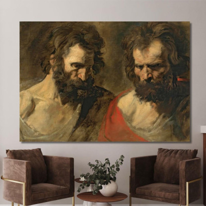 Due Studi Di Un Uomo Barbuto Anthony van Dyck avd132 quadro stampato su tela