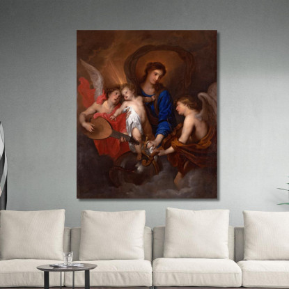 Vergine Col Bambino E Angeli Musicanti Anthony van Dyck avd134 quadro stampato su tela