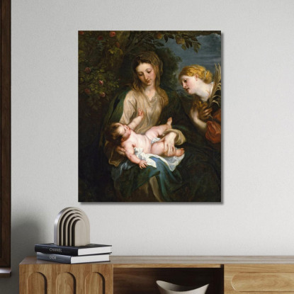 Madonna Col Bambino E Santa Caterina D'Alessandria Anthony van Dyck avd135 quadro stampato su tela