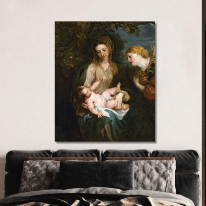 Madonna Col Bambino E Santa Caterina D'Alessandria Anthony van Dyck avd135 quadro stampato su tela