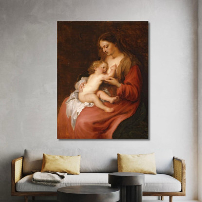 Vergine E Bambino Anthony van Dyck avd136 quadro stampato su tela