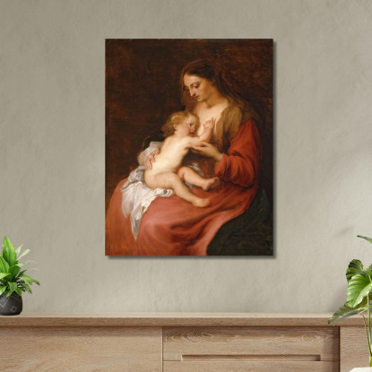 Vergine E Bambino Anthony van Dyck avd136 quadro stampato su tela