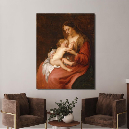 Vergine E Bambino Anthony van Dyck avd136 quadro stampato su tela