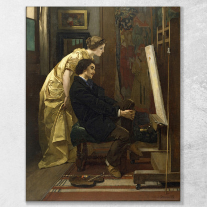 Il Pittore E La Sua Modella Alfred Stevens stal87 quadro stampato su tela
