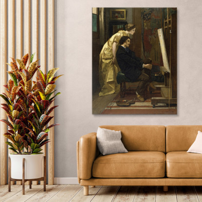 Il Pittore E La Sua Modella Alfred Stevens stal87 quadro stampato su tela