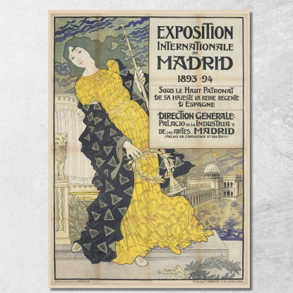 Esposizione Internazionale Di Madrid Eugène Grasset egs8 quadro stampato su tela